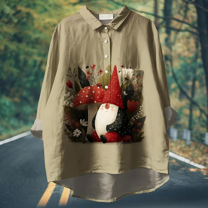 Women Funny Graphic Long Sleeve Floral Blouses Plus Size Button Shirts Casual Cute Vneck Fall Tunic Tops Trendy