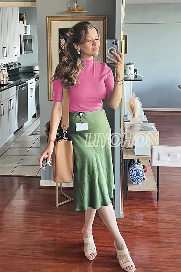 LIYOHON Womens Tops Dressy Casual Mock Turtleneck Business Short Sleeve T Shirts Going Out Tops 2026