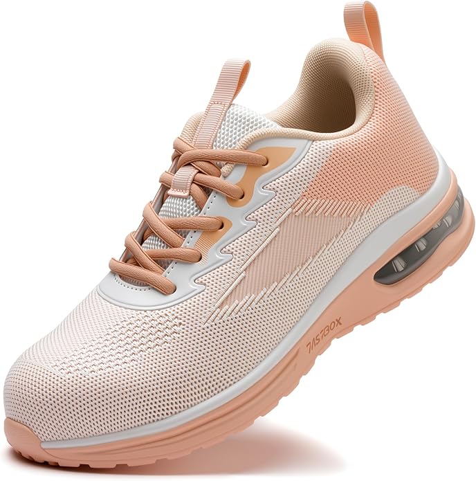 Steel Toe Shoes for Women Lightweight Breathable Safety Work Sneakers Non Slip Puncture Proof Utility Slip On Footwear for Industrial Construction