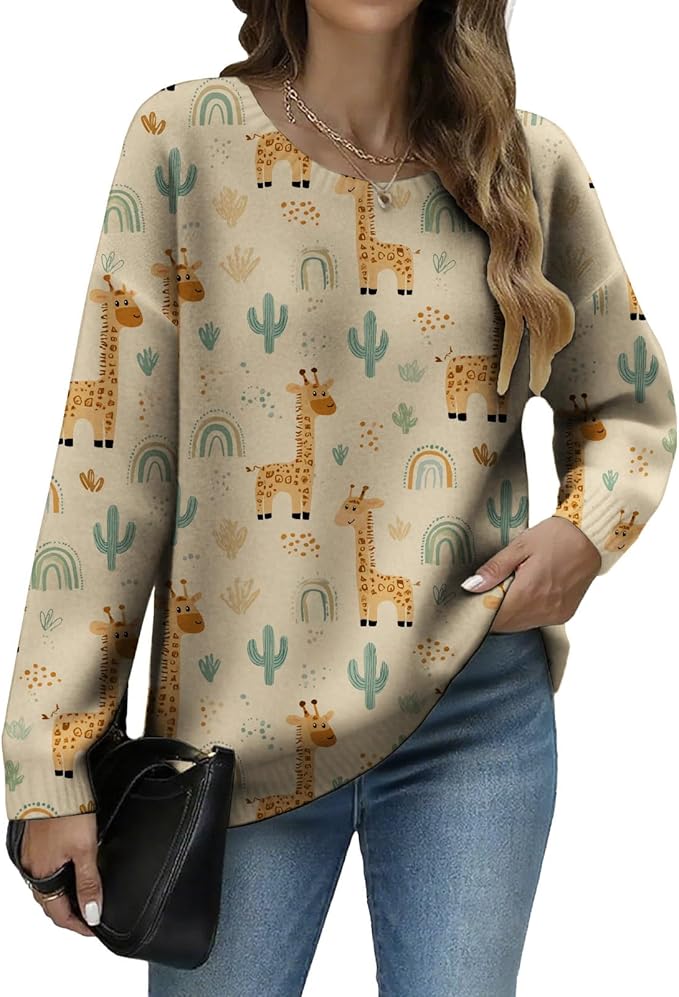 LIZALIG Women's Fall Christmas Snowman Sweater Long Sleeve Crewneck Pullover Festive Holiday Winter Outfit for Parties