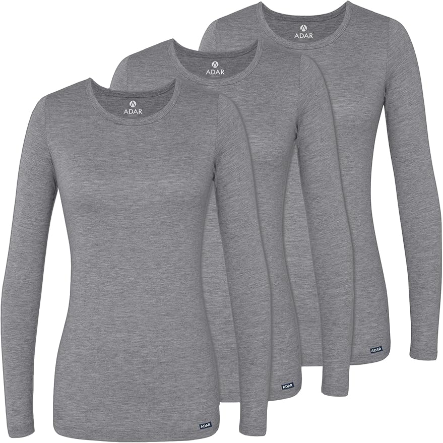 Adar Underscrubs for Women 3 Pack - Long Sleeve Underscrub Comfort Tee