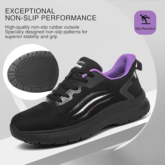 Treesky Non Slip Work Shoes for Women in Food Service - Slip Resistant, Comfortable & Lightweight Sneakers, Suitable for Restaurant, Kitchen & Nursing Crews