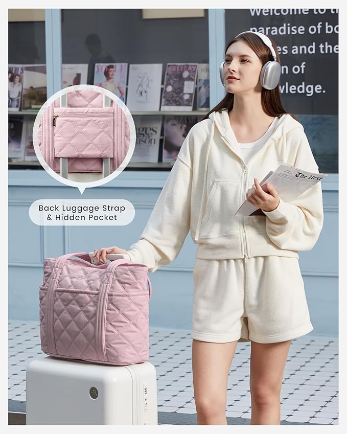 LOVEVOOK Puffer Tote Bag for Women, Puffy Work Handbag, Travel Shoulder Carry On Bag with Zipper for Teacher Nurse Gym