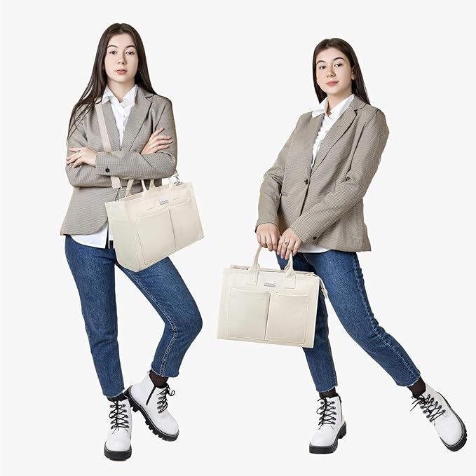 TOPDesign Heavy-Duty Canvas Tote Bag for Women, Adjustable Crossbody/Shoulder Handbag with 9 Pockets, Everything Tote