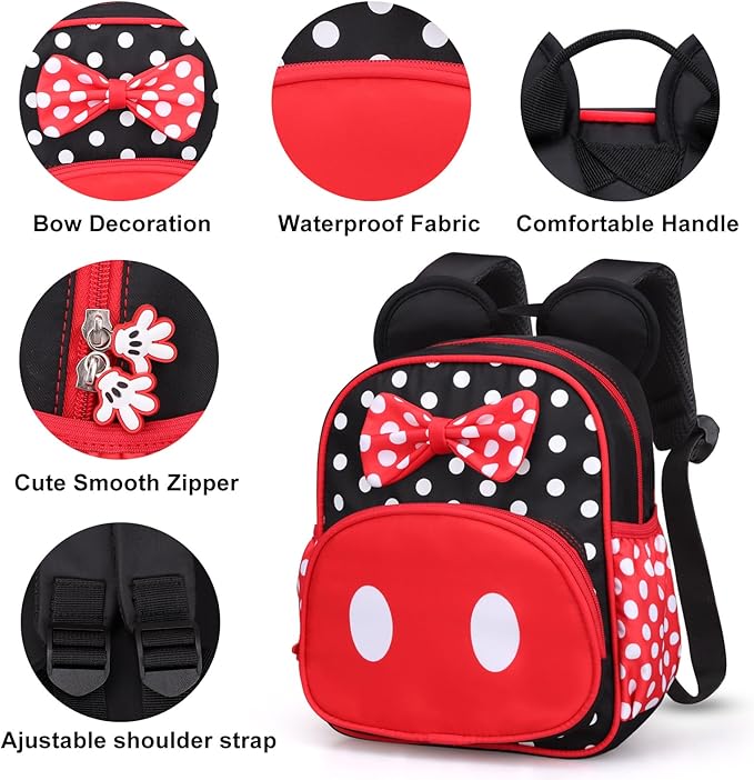 Voikukka Cute Little Girls Backpack Small Kids Mini Backpacks for Toddler Book Bag Children Preschool Backpack Kindergarten Bookbag Mini Mouse Girl Toys Gift Travel Backpacks