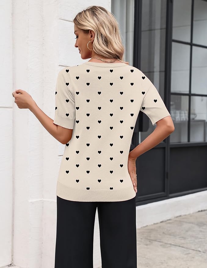 Zeagoo Women's Short Sleeve Sweater 2026 Spring Summer Tops Lightweight Casual V Neck Sweaters Dressy Work Blouses Clothes