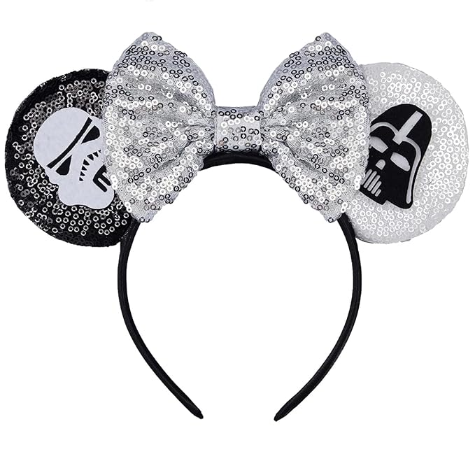 HAMUTH Mouse Ears, Skull Halloween Ears for Women Girls Adults,Halloween Accessories for Party Trip Parks Cosplay Decorations