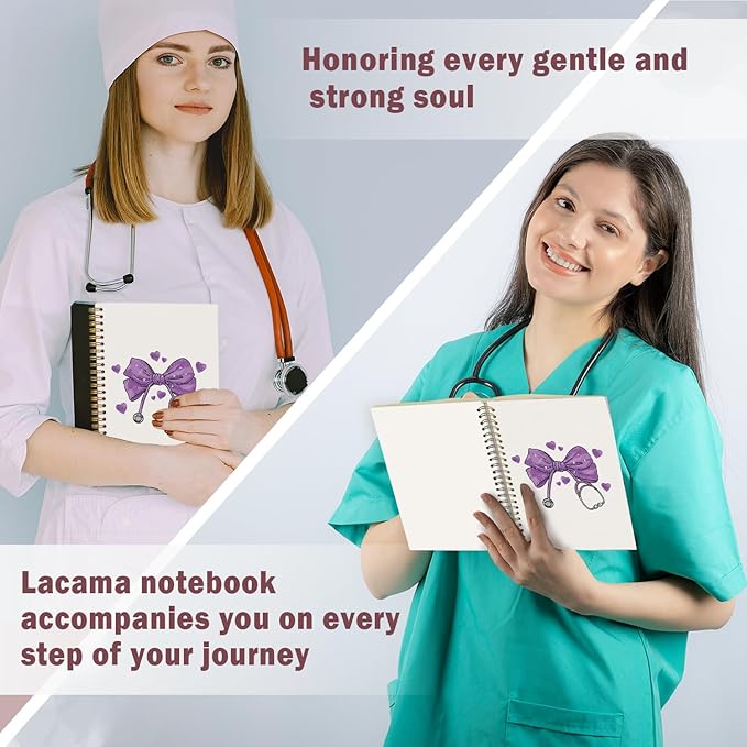 Lacama Bow Nurse Notebook Journal, Purple Nursing School Essentials, Nursing Student Graduation Gifts, Nurse Gifts for Women Nurse Appreciation Gift, Coquette Stuff Stethoscope Notebook