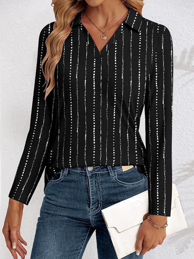 3/4 Length Sleeve Womens Tops Dressy Casual V Neck Polo Shirts Business Work Blouses 2025 Trendy Tunic Top