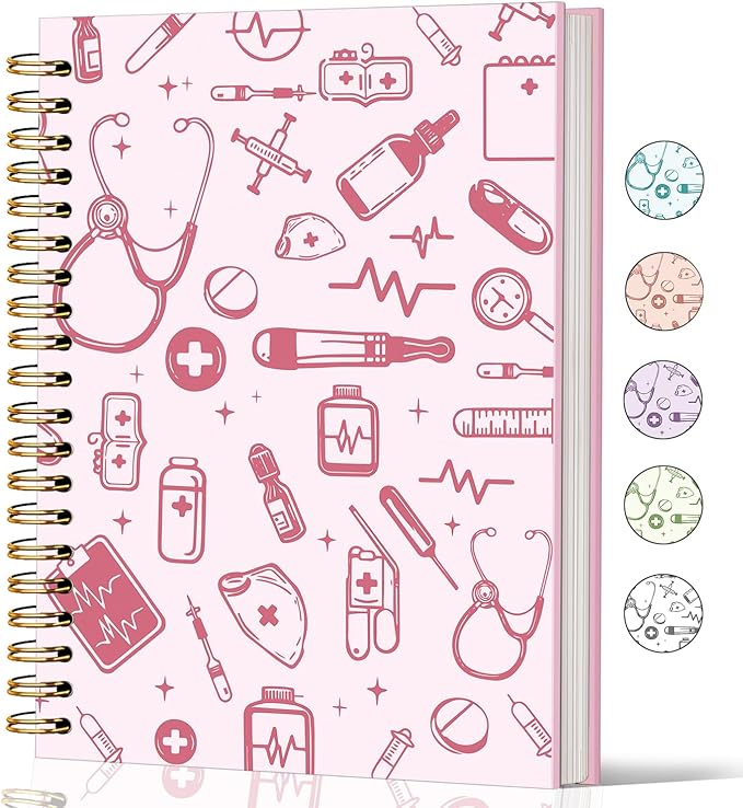 Lacama Nurse Gifts for Women, Pink Nurse Notebook Journal, Gifts for Nurses, Christmas Gift, Nursing School Essentials, Notebook for School Office Supplies 5.5x8.3 Inch