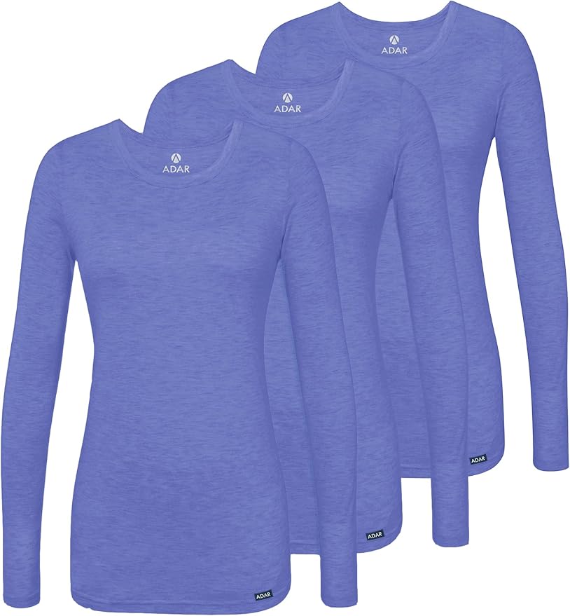 Adar Underscrubs for Women 3 Pack - Long Sleeve Underscrub Comfort Tee