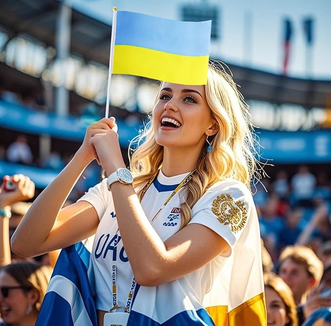 20 Pack Small Ukraine Flags on Stick Mini Handheld Ukrainian Flag for Parades, Independence Day and Patriotic Events 5x8 Inch Durable Weather-Resistant Flags with 12 Inch Sticks(Ukraine)
