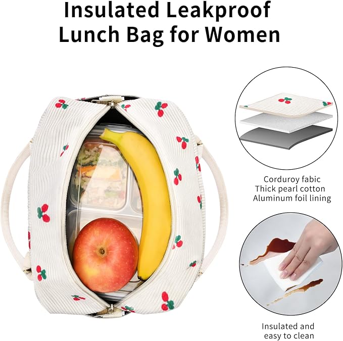 Lunch Box for Women Insulated Lunch Bag Women Adult Cute Lunch Bags Reusable Lunchbox Cooler Tote Bag for Work Picnic