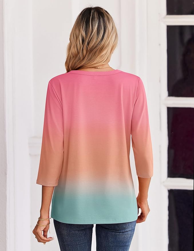 Zeagoo 3/4 Length Sleeve Womens Tops Casual Dressy Summer Blouses Buisness Work Spring Tee Shirts