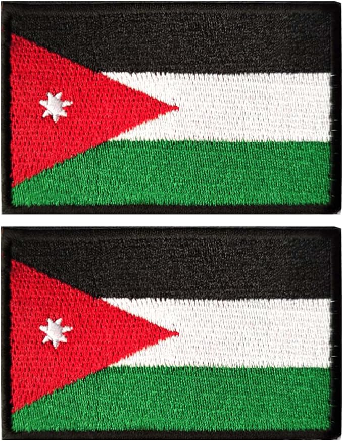 EmWoot 2PCS Jordan Flag Patch Embroidered Morale Patch Military Tactical Patches Hook and Loop