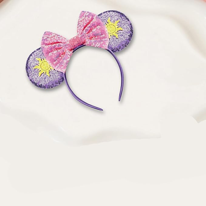 Sequin Mouse Ears Headbands for Women Girls Boys, Glitter Bows Headband for Kids Adults Birthday Party Costume Halloween
