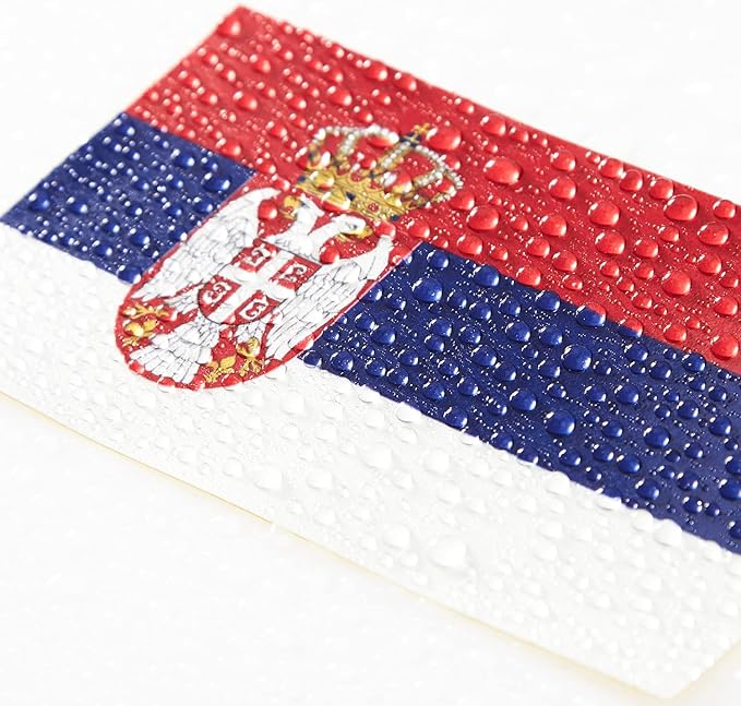 CANTENDO 5Pcs Serbia Flag Decal Sticker - Serbian Flags Reflective Vinyl Car Stickers - for Car Window Bumper Waterproof Sticker (2.5 x 4.5 Inch)