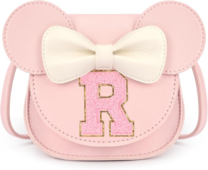 mibasies Toddler Purse Girl Gifts: Girls Birthday Gifts for 3-8 - Toys for Ages 2-4 Girls Mouse Ears Purse, Pink, Letter R