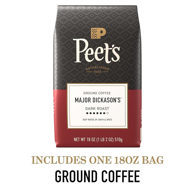 Peet's Coffee, Dark Roast Ground Coffee - Major Dickason's Blend 18 Ounce Bag