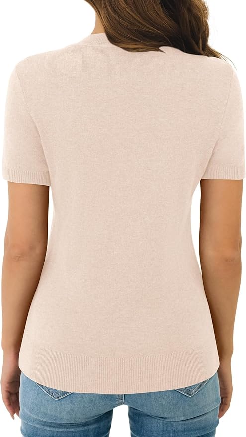 Women's Soft Short Sleeve Wool Blend Pullover Sweater for Business Casual & Fashion