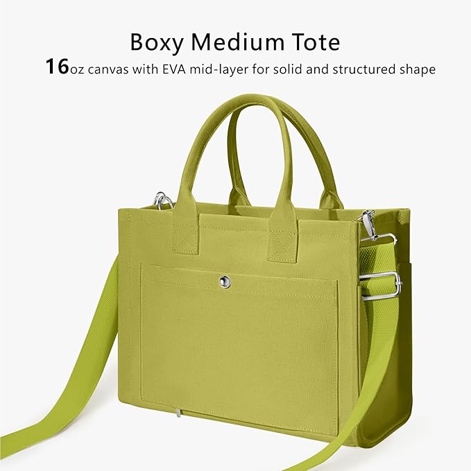 TOPDesign Heavy-Duty Canvas Tote Bag for Women, Adjustable Crossbody/Shoulder Handbag with 9 Pockets, Everything Tote