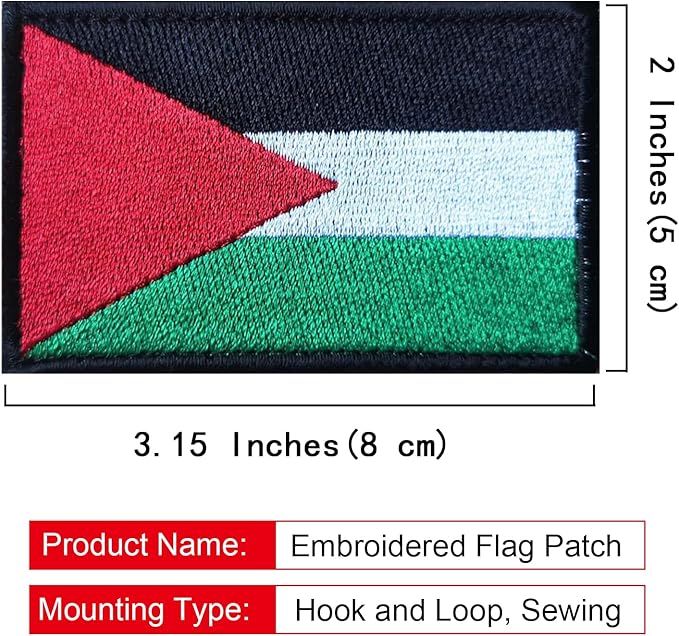 EmWoot 2PCS Palestine Flag Patch Embroidered Morale Patch Military Tactical Patches Hook and Loop