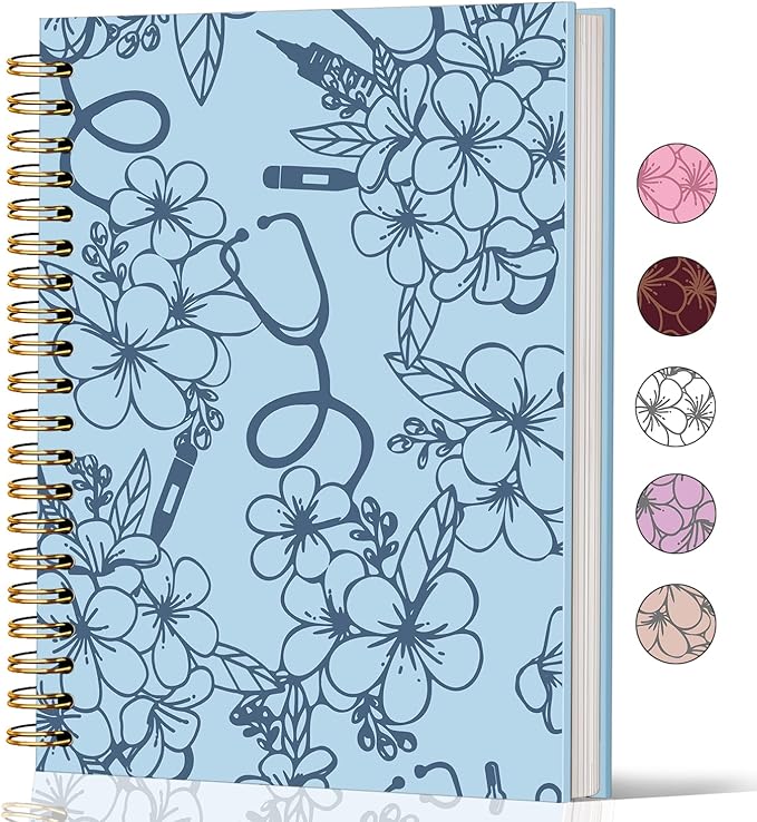 Lacama Nurse Notebook Journal, Blue Nursing School Essentials, Nursing Student Graduation Gifts, Nurse Gifts for Women Nurse Appreciation Gift, Nurses Week Gifts, Stethoscope Flower Spiral Notebook