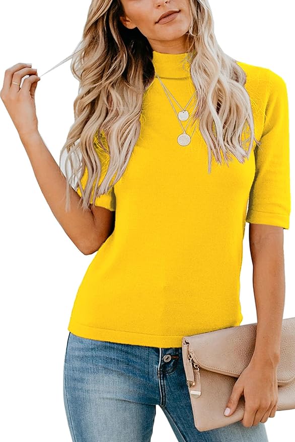 LETSRUNWILD Business Casual Tops for Women Dressy Cute Tops Mock Turtleneck Tshirts Shirts