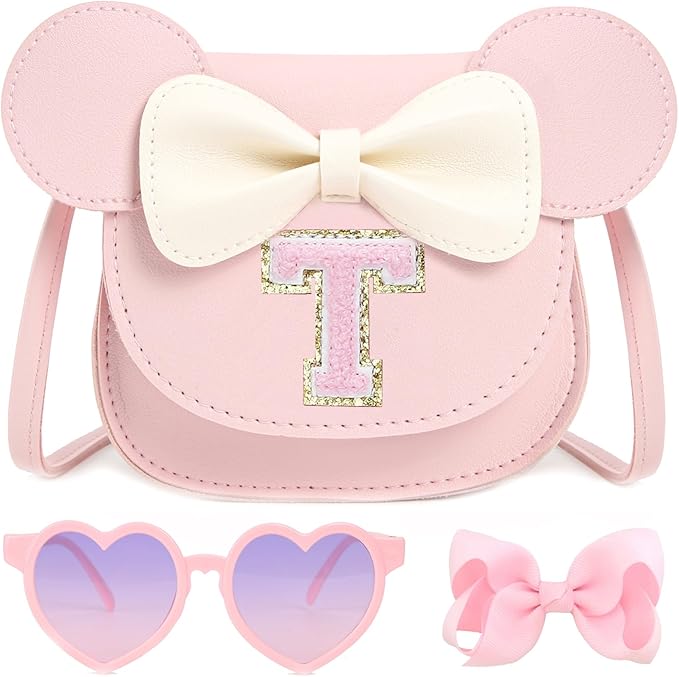 PRLINJSK Toddler Purse for Girls Birthday Gift, Little Girls Purse Kids Wallet Mouse Crossbody Bag Gift Set