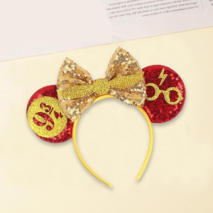 Sequin Mouse Ears Headbands for Women Girls Boys, Glitter Bows Headband for Kids Adults Birthday Party Costume Halloween