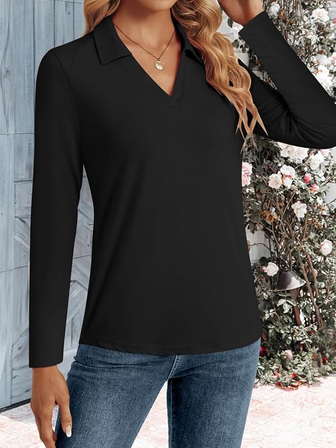 3/4 Length Sleeve Womens Tops Dressy Casual V Neck Polo Shirts Business Work Blouses 2025 Trendy Tunic Top