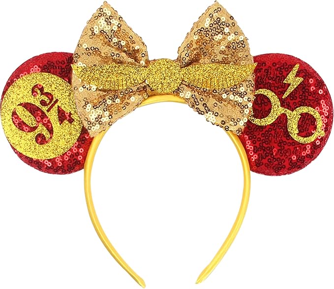 Sequin Mouse Ears Headbands for Women Girls Boys, Glitter Bows Headband for Kids Adults Birthday Party Costume Halloween
