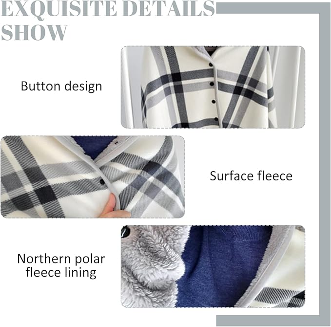 Wearable Blanket Soft Warm Plush Blanket with Buttons Shawl Wraps for Women Men Office Home 31.5x51.2 inch