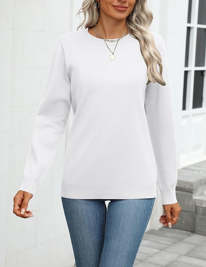 Zeagoo Womens 2026 Fall Sweaters Long Sleeve Tops Classic Crew Neck Pullover Sweaters Loose Dressy Casual Basic Clothes