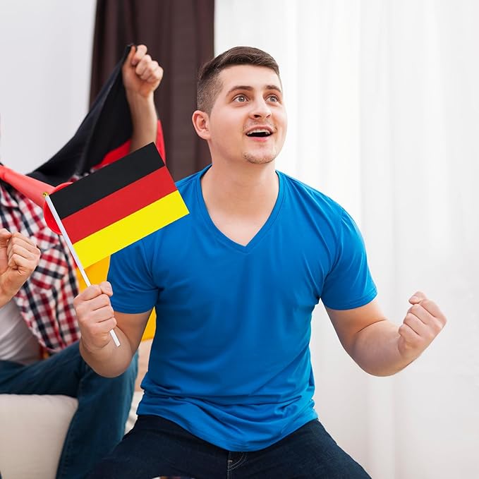 German Flag Small German Flag 12 Pack Mini Hand Held German Flags on Sticks for Party Parades Sports Events Patriotic Holiday Decorations
