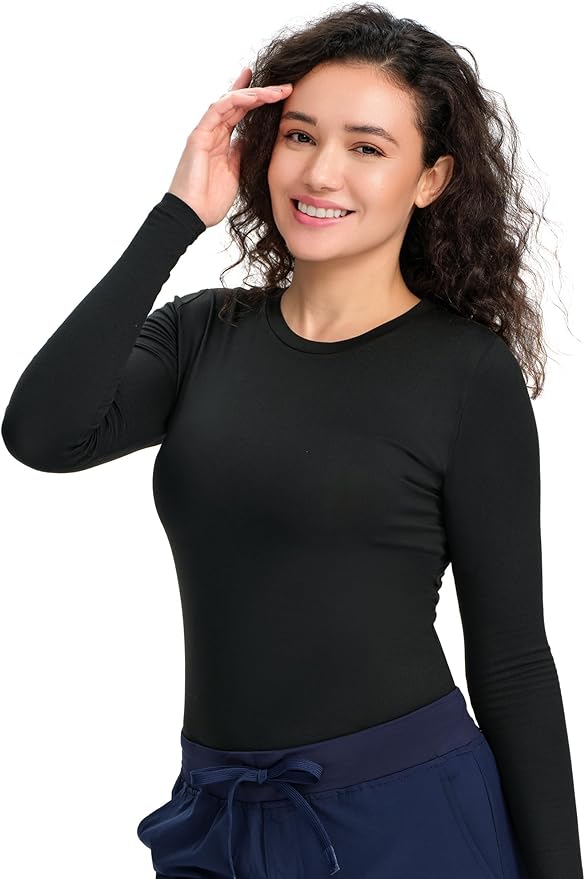COZYFIT 3 Pack Scrub Undershirts Long Sleeve Women - Underscrub Comfort Tee
