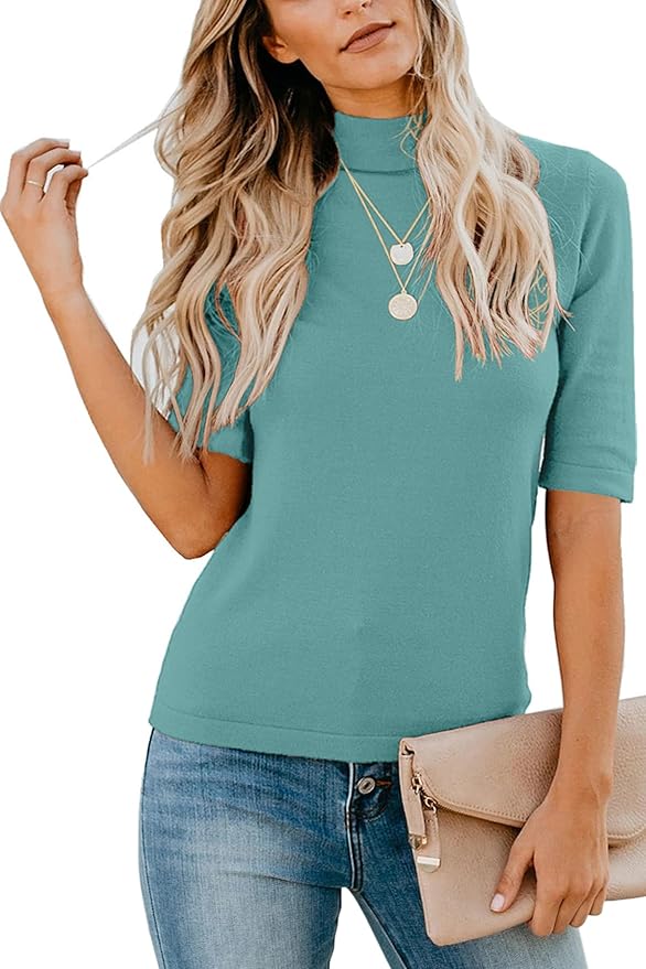 LETSRUNWILD Business Casual Tops for Women Dressy Cute Tops Mock Turtleneck Tshirts Shirts
