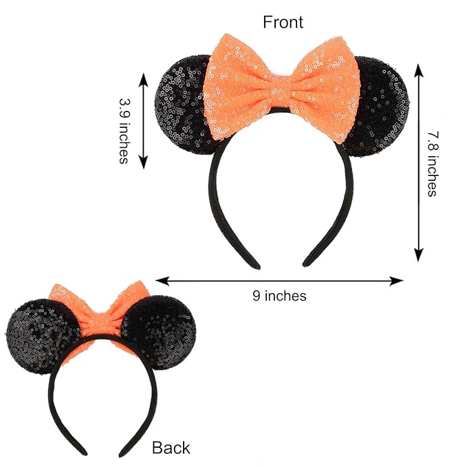 HoveBeaty Mouse Ears Headbands Shiny Sequin Bows Hairband Hair Accessories for Holloween Cosplay Parties