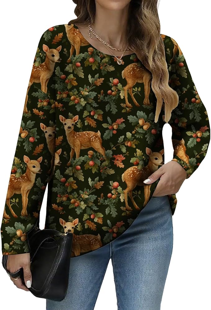 LIZALIG Women's Fall Christmas Snowman Sweater Long Sleeve Crewneck Pullover Festive Holiday Winter Outfit for Parties