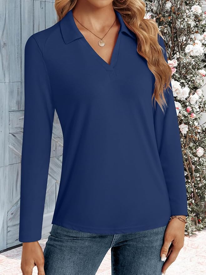 3/4 Length Sleeve Womens Tops Dressy Casual V Neck Polo Shirts Business Work Blouses 2025 Trendy Tunic Top