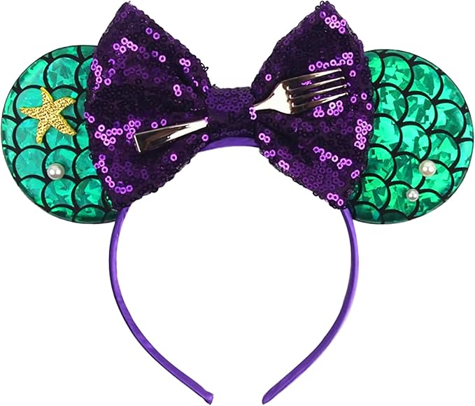 Sequin Mouse Ears Headbands for Women Girls Boys, Glitter Bows Headband for Kids Adults Birthday Party Costume Halloween