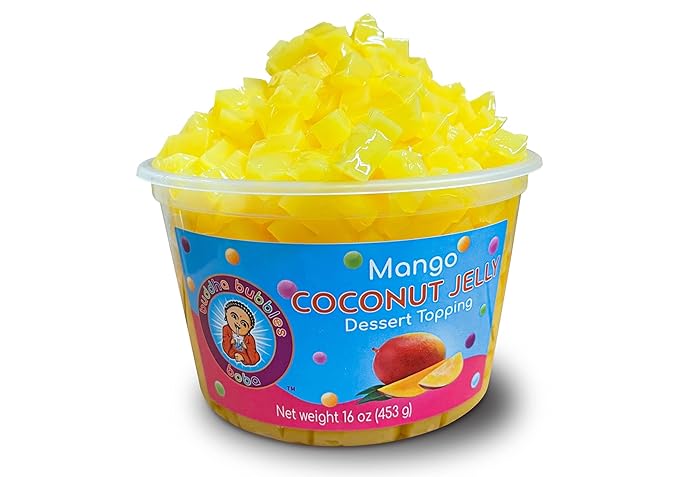 Premium MANGO Fruit Coconut Jelly Dessert Topping by Buddha Bubbles Boba