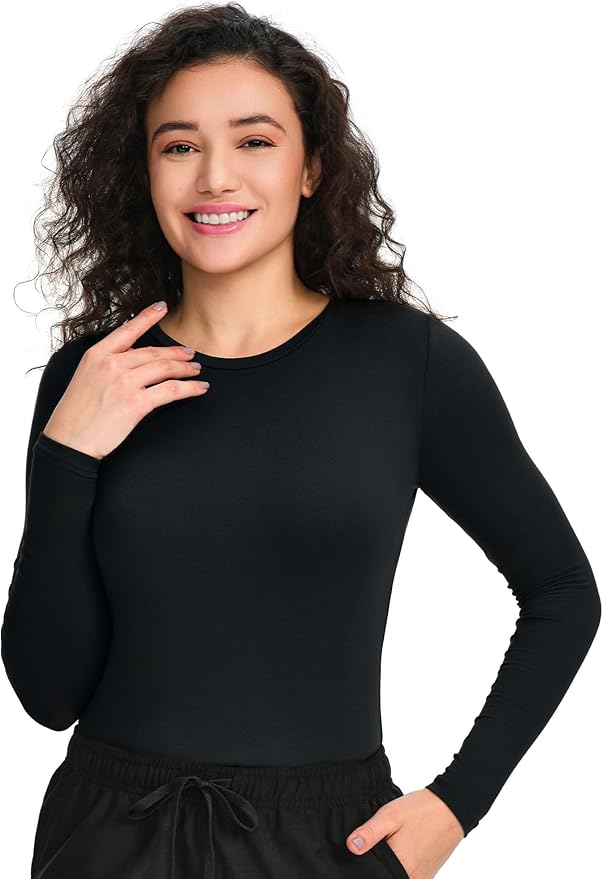 COZYFIT 3 Pack Scrub Undershirts Long Sleeve Women - Underscrub Comfort Tee