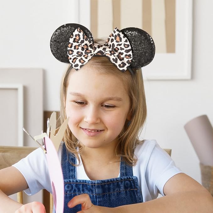 FANYITY Mouse Costume Ears,2 Pcs Mouse Ears Headbands for Girls & Women Party,Size Free (HEBD+BW)