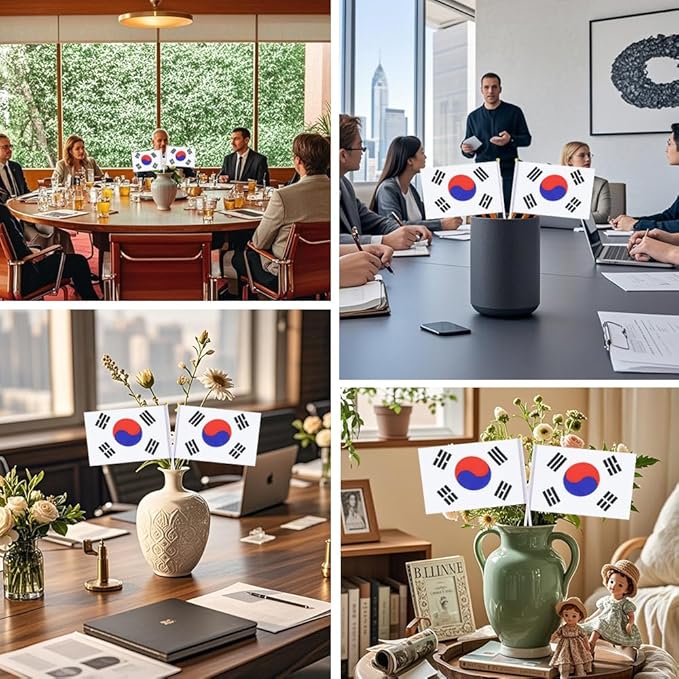 20 Pack Small South Korea Flags on Stick Mini Handheld Korean Flag for Parades, Independence Day and Patriotic Events 5x8 Inch Durable Weather-Resistant Flags with 12 Inch Sticks(South Korea)