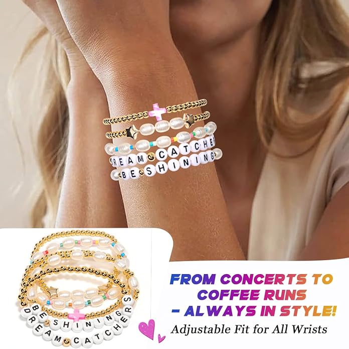 AICase for Korea-Pop Merch Toys Gifts Doll Cosplay Outfit Costume 5 Pcs Stackable Stretch Friendship Beaded K_Pop Bracelets Merchandise Jewelry Gifts for Fans Women Christmas Stocking