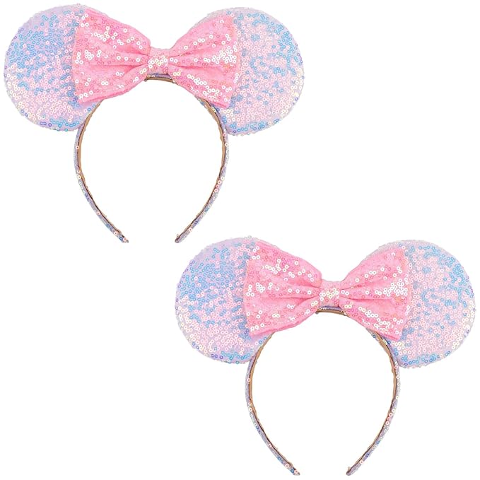DRESHOW Mouse Ears Bow Headbands Glitter Party Decoration Cosplay Costume for Women