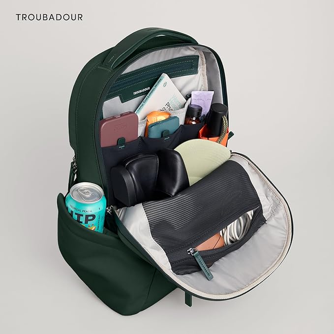 Troubadour Apex 4.0-22L Premium Laptop Backpack - Ergonomic & Water Resistant - Designed for Work and Travel - Obsidian Green