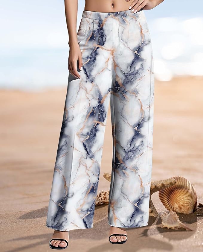 Womens Boho Pants Casual Oversize High Waisted Wide Leg Trousers Pattern Printed Ourdoors Pant for 2025 Summer