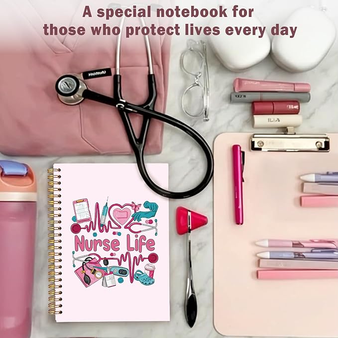 Lacama Nurse Gifs for Women, Preppy Pink Nurse Life Notebook Journal for Nurse Nursing Student Doctor RN LPN LVN Medical AssistantPink Nurse Essentials, Nurses Week Gifts, Office School Supplies